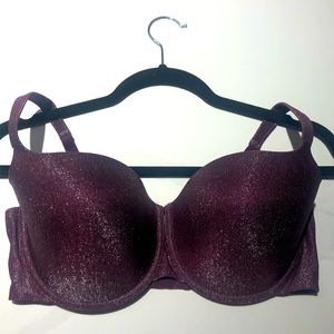 Shimmery, maroon/brownish color, soft cup underwire bra, size 38D